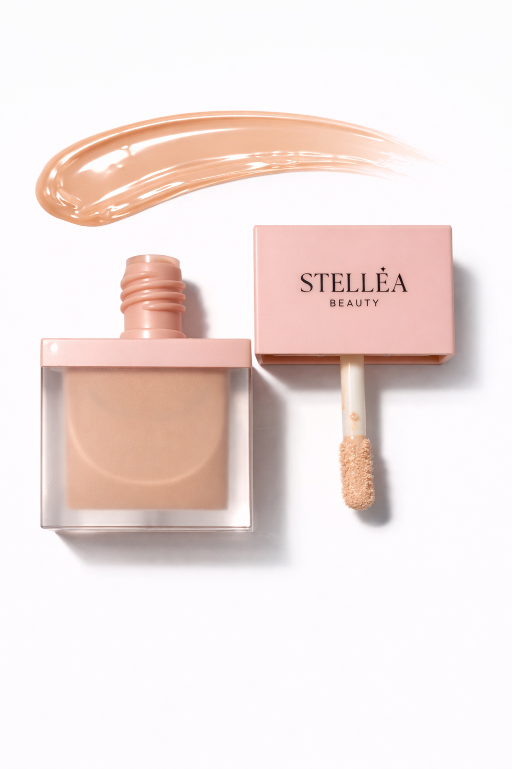 Lip gloss Stellea teinte Peach Bloom fini brillant hydratant, applicateur mousse.