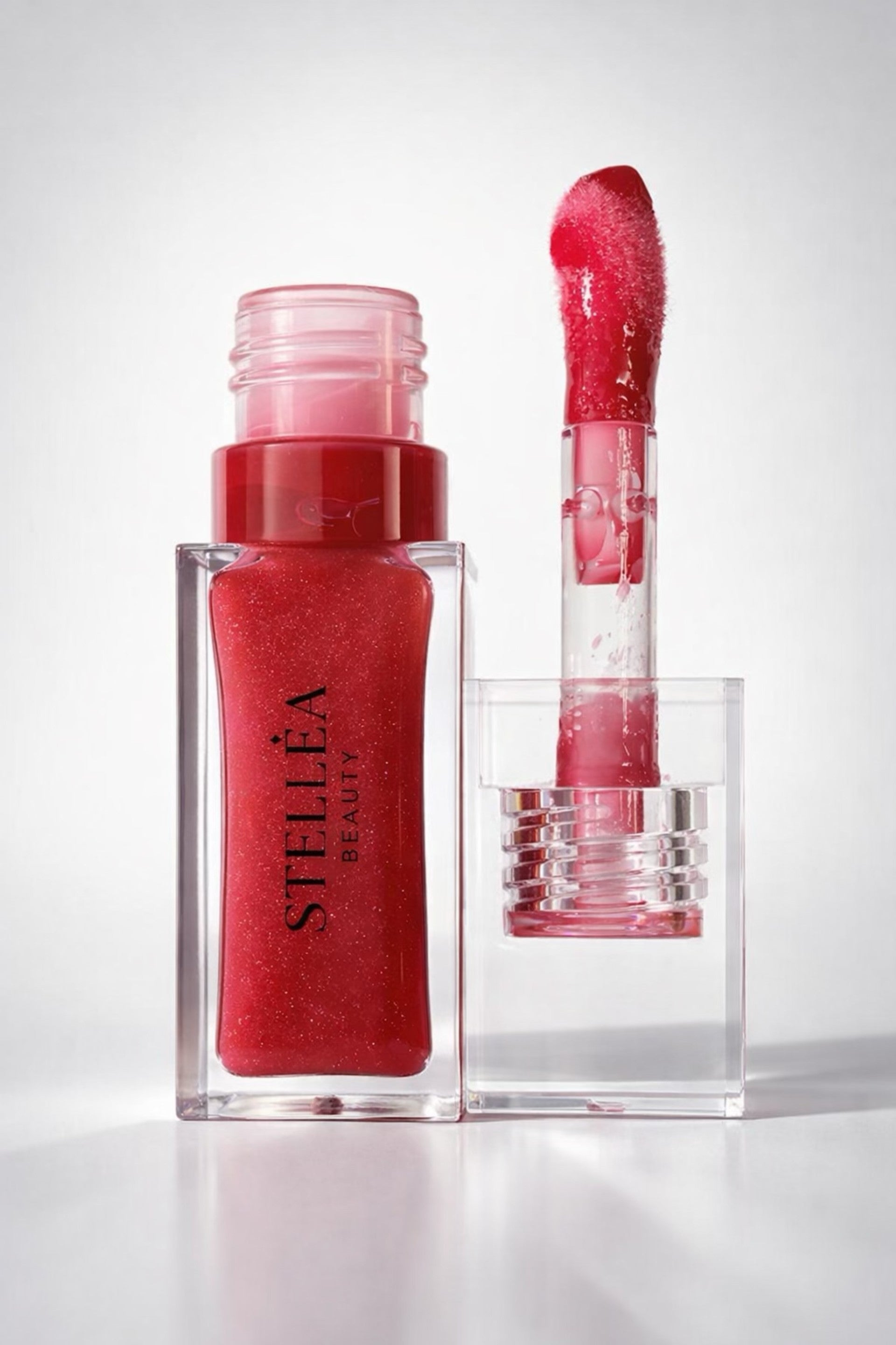 Huile à lèvres brillante STELLEA Maple Love en flacon transparent avec texture nourrissante effet glossy