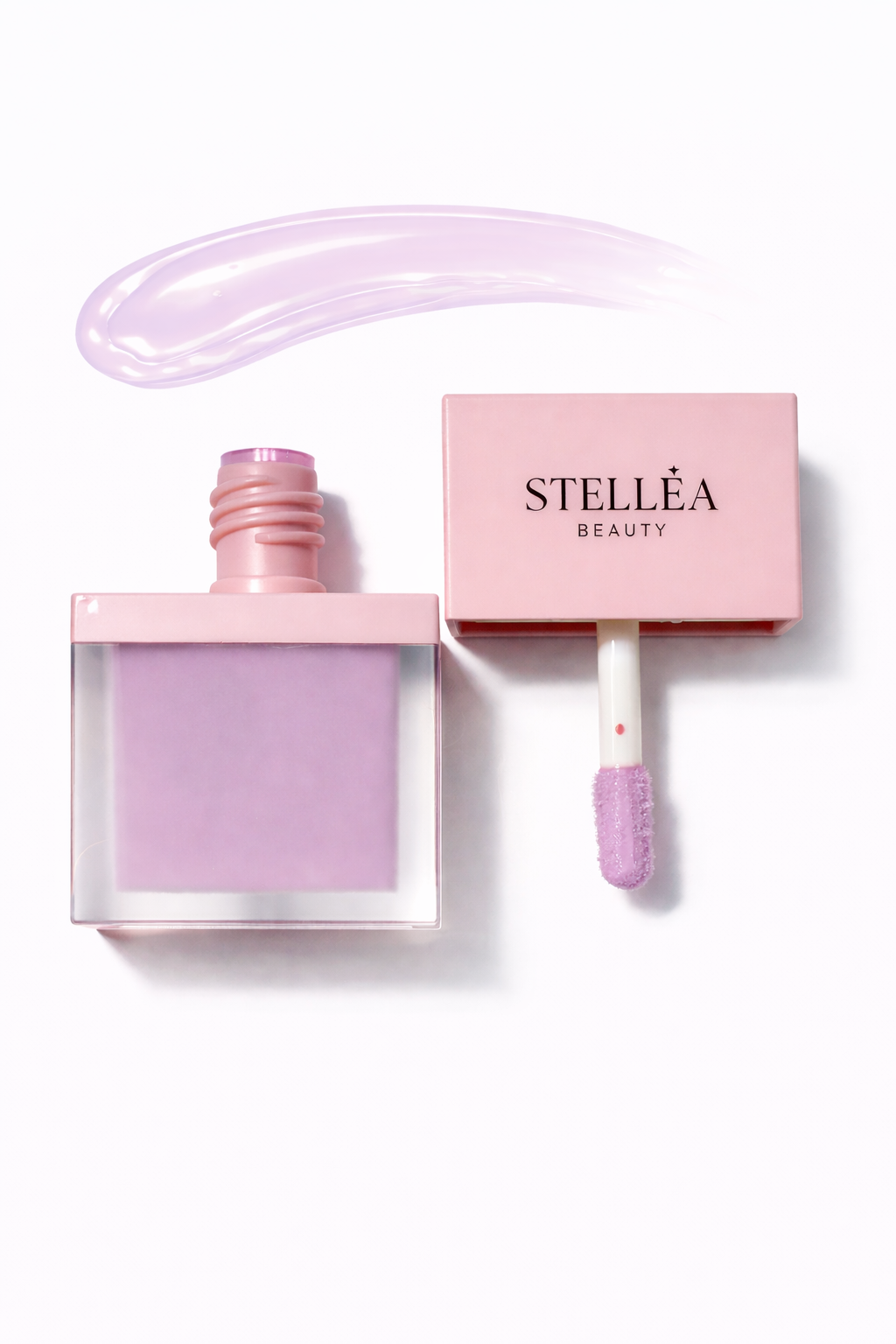 Lip gloss Stellea teinte Crystal Rose Rose, fini brillant hydratant, applicateur mousse.